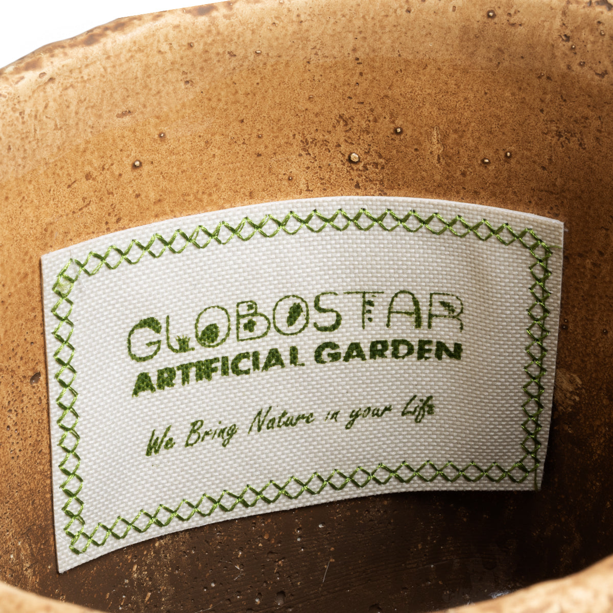 GloboStar® Artificial Garden MENDOZA 20502 Διακοσμητικό Κεραμικό Κασπώ Γλάστρα - Flower Pot Καφέ Φ16.5 x Υ15.5cm - ledmania.gr