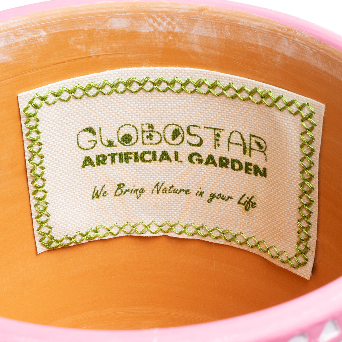 GloboStar® Artificial Garden MARRAKECH 20505 Διακοσμητικό Κεραμικό Κασπώ Γλάστρα - Flower Pot Ροζ με Λευκό Φ16 x Υ16cm - ledmania.gr