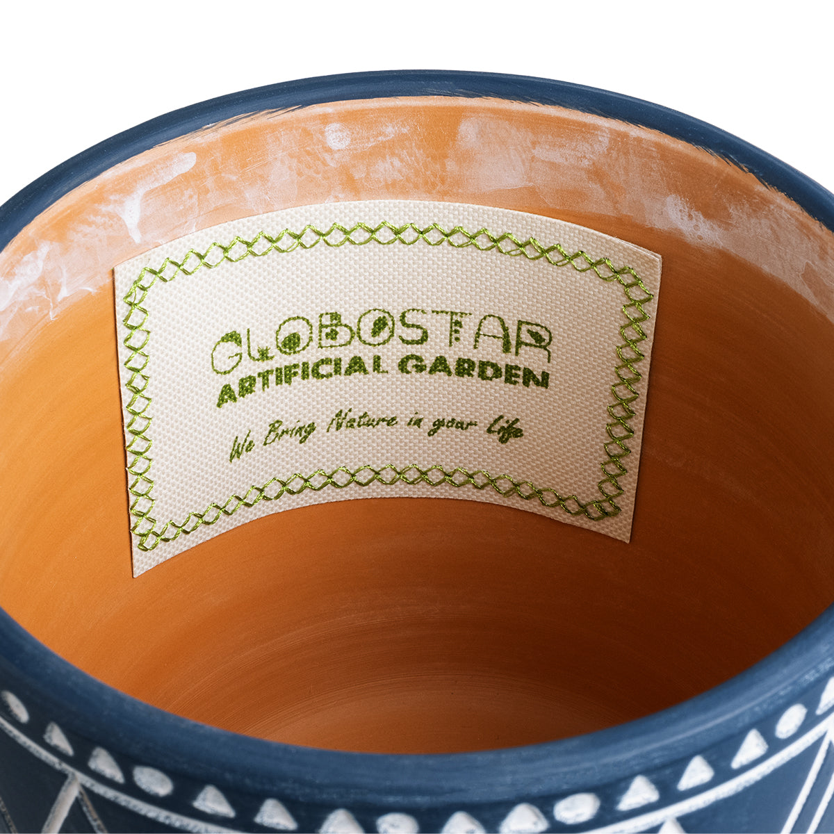 GloboStar® Artificial Garden MUMBAI 20508 Διακοσμητικό Κεραμικό Κασπώ Γλάστρα - Flower Pot Μπλε με Λευκό Φ16 x Υ16.5cm - ledmania.gr