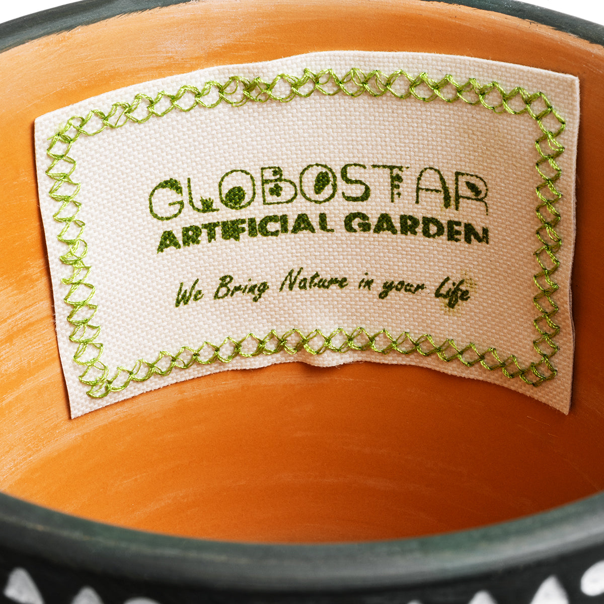 GloboStar® Artificial Garden NAIROBI 20509 Διακοσμητικό Κεραμικό Κασπώ Γλάστρα - Flower Pot Μαύρο με Λευκό Φ16 x Υ16cm - ledmania.gr
