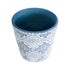 GloboStar® Artificial Garden CASABLANCA 20517 Διακοσμητικό Κεραμικό Κασπώ Γλάστρα - Flower Pot Λευκό με Μπλε Φ14 x Υ13cm - ledmania.gr