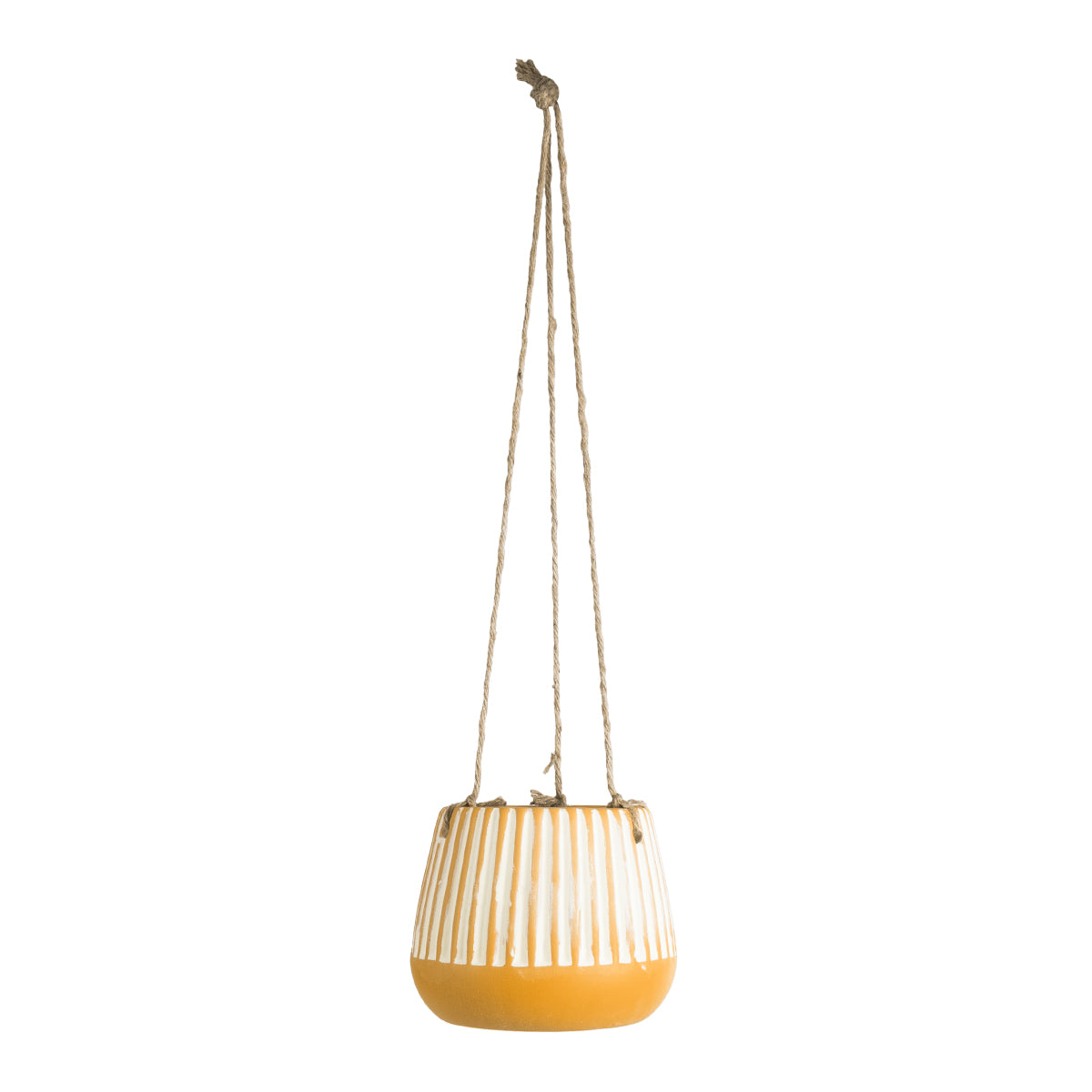 GloboStar® Artificial Garden BUBASTIS 20528 Κρεμαστό Διακοσμητικό Κεραμικό Κασπώ Γλάστρα - Flower Pot Πορτοκαλί με Λευκό Φ13 x Υ10.5cm - ledmania.gr