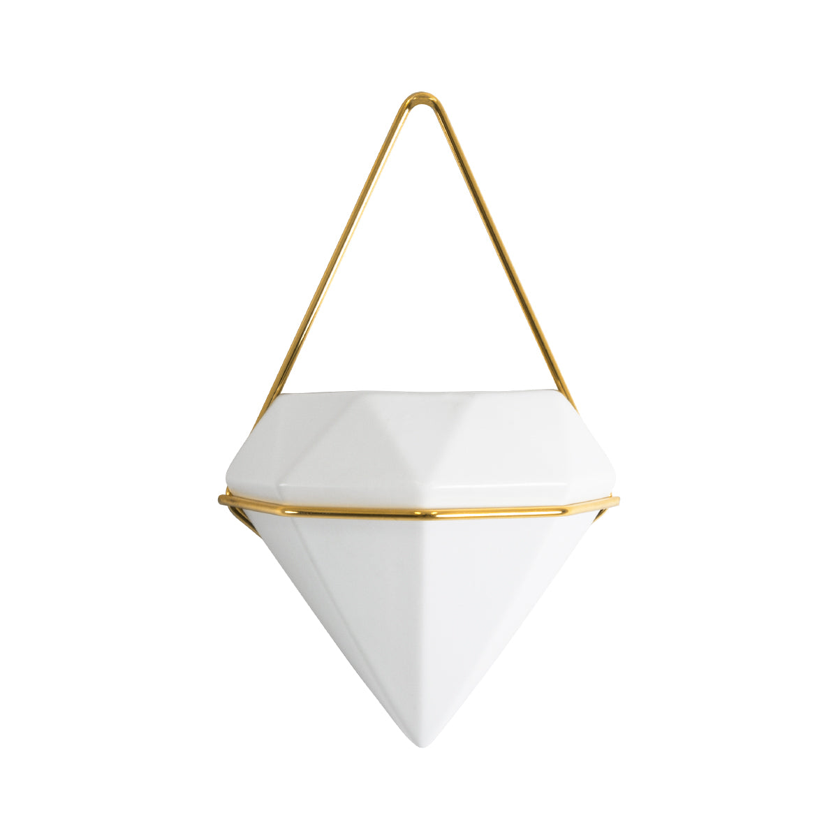 GloboStar® Artificial Garden LOUVRE 20533 Διακοσμητικό Κεραμικό Κασπώ Γλάστρα - Flower Pot Λευκό με Χρυσό Μ15 x Π8 x Υ24cm - ledmania.gr