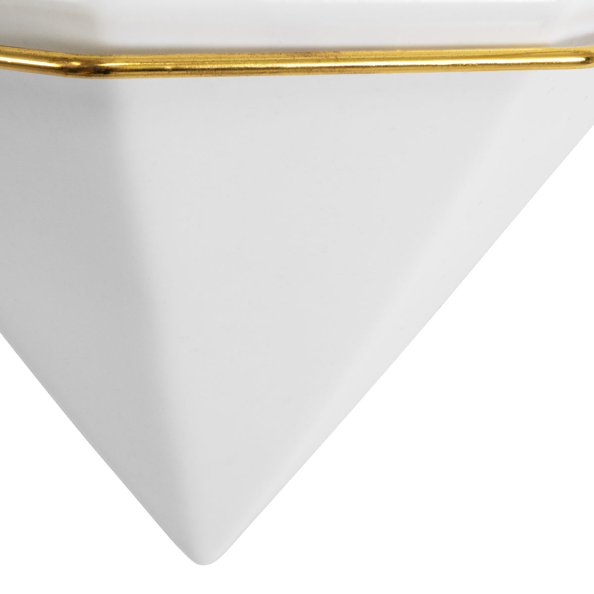 GloboStar® Artificial Garden LOUVRE 20534 Διακοσμητικό Κεραμικό Κασπώ Γλάστρα - Flower Pot Λευκό με Χρυσό Μ20 x Π10.5 x Υ30cm - ledmania.gr