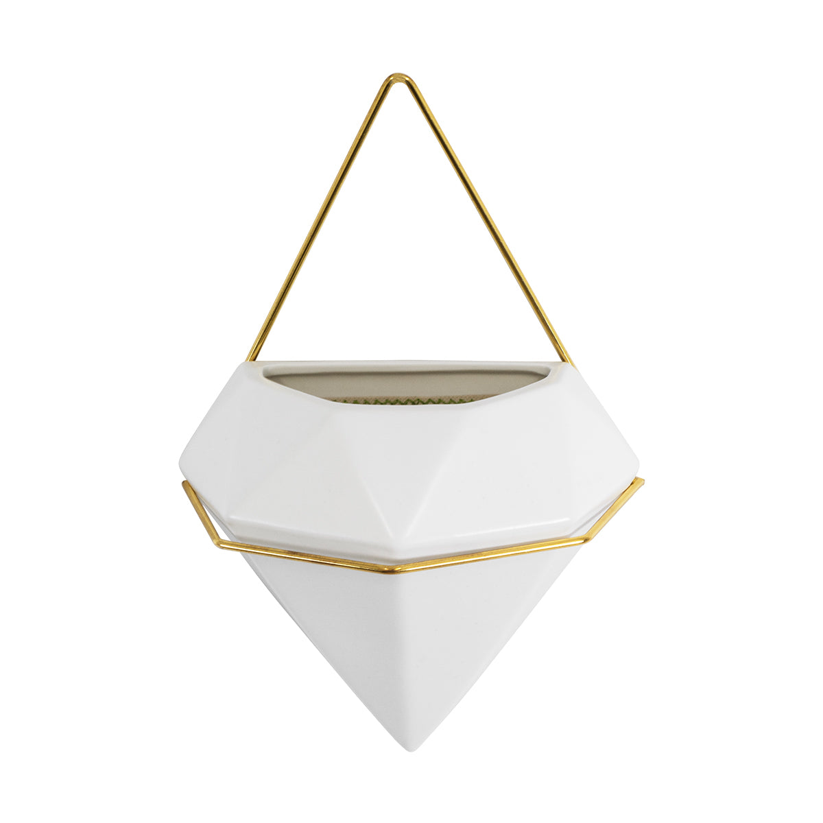 GloboStar® Artificial Garden LOUVRE 20534 Διακοσμητικό Κεραμικό Κασπώ Γλάστρα - Flower Pot Λευκό με Χρυσό Μ20 x Π10.5 x Υ30cm - ledmania.gr