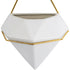 GloboStar® Artificial Garden LOUVRE 20534 Διακοσμητικό Κεραμικό Κασπώ Γλάστρα - Flower Pot Λευκό με Χρυσό Μ20 x Π10.5 x Υ30cm - ledmania.gr