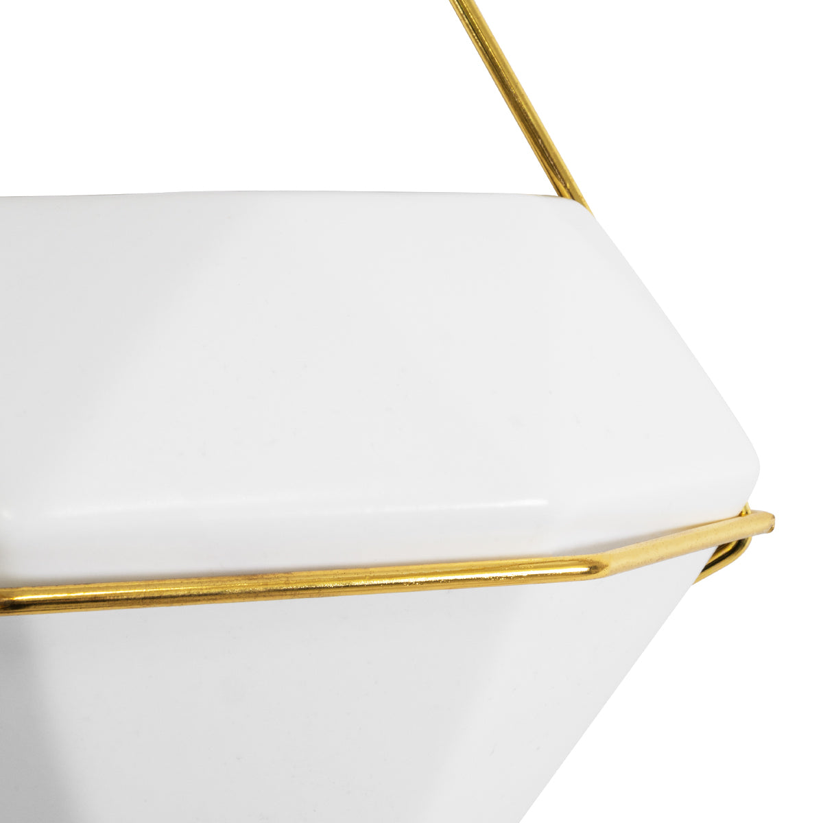GloboStar® Artificial Garden LOUVRE 20534 Διακοσμητικό Κεραμικό Κασπώ Γλάστρα - Flower Pot Λευκό με Χρυσό Μ20 x Π10.5 x Υ30cm - ledmania.gr