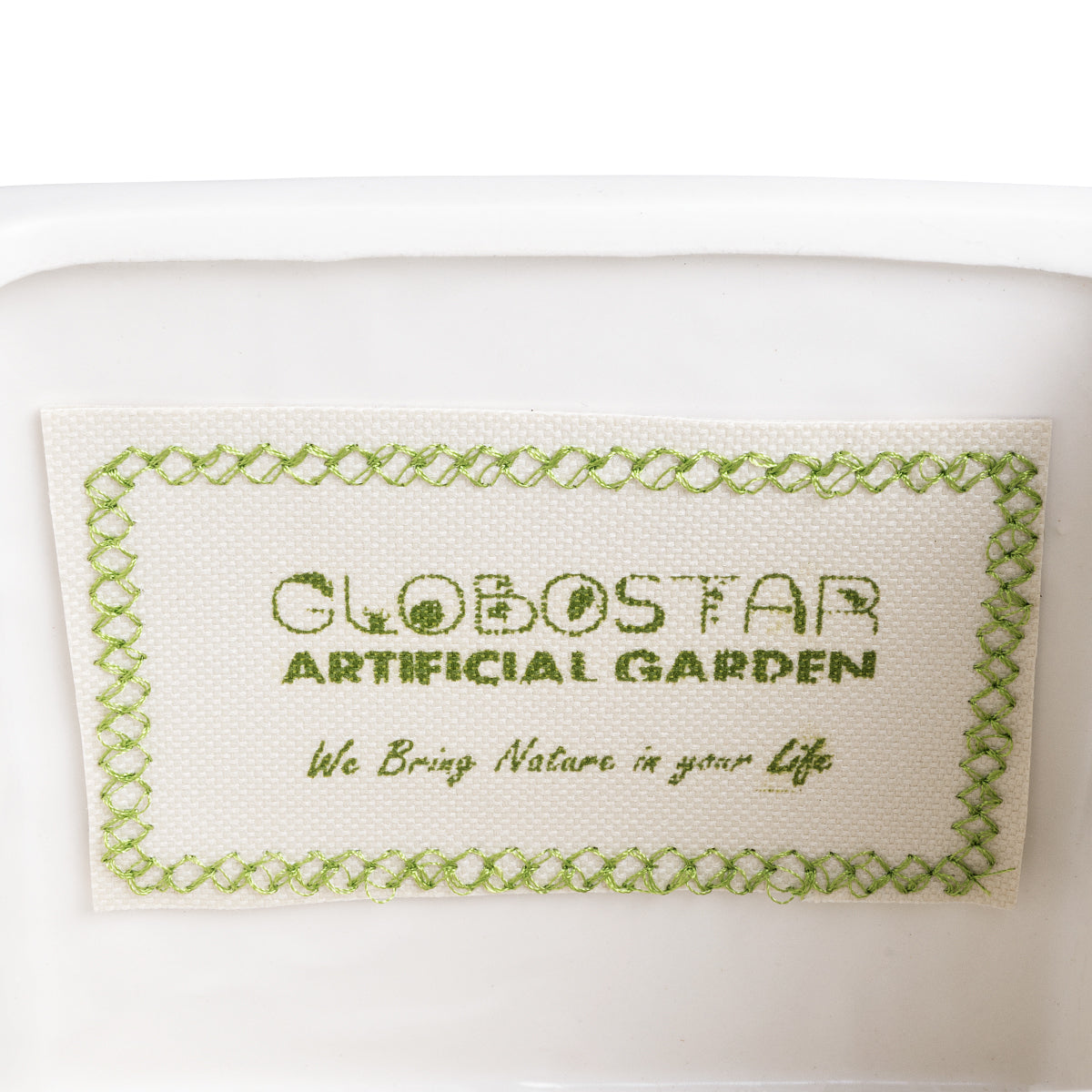 GloboStar® Artificial Garden VALETA 20541 Διακοσμητικό Κεραμικό Κασπώ Γλάστρα - Flower Pot Λευκό με Μπεζ Ξύλο Φ16 x Υ16cm - ledmania.gr