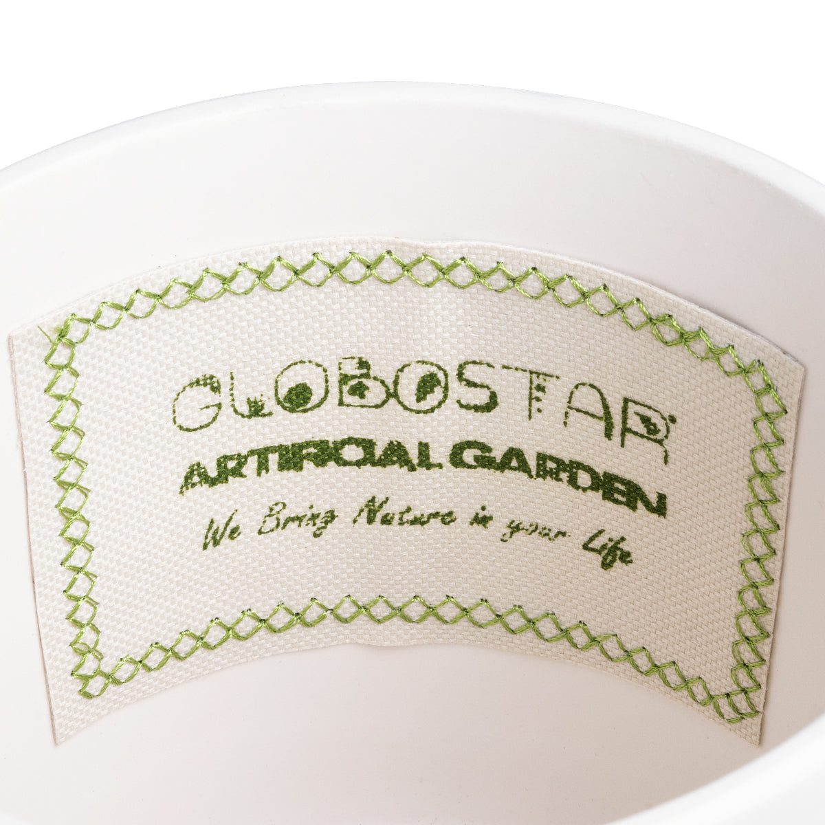 GloboStar® Artificial Garden PUERTO RICO 20542 Διακοσμητικό Κεραμικό Κασπώ Γλάστρα - Flower Pot Λευκό με Μπεζ Ξύλο Φ16 x Υ16cm - ledmania.gr