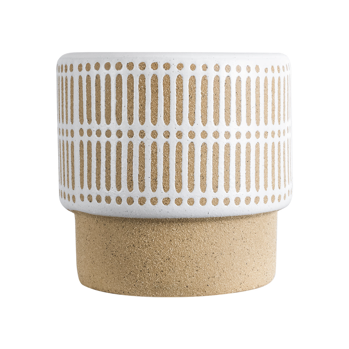 GloboStar® Artificial Garden AMARETTO 20543 Διακοσμητικό Κεραμικό Κασπώ Γλάστρα - Flower Pot Μπεζ με Λευκό Φ11 x Υ11cm - ledmania.gr