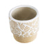GloboStar® Artificial Garden RAFFAELO 20544 Διακοσμητικό Κεραμικό Κασπώ Γλάστρα - Flower Pot Μπεζ με Λευκό Φ11 x Υ11cm - ledmania.gr