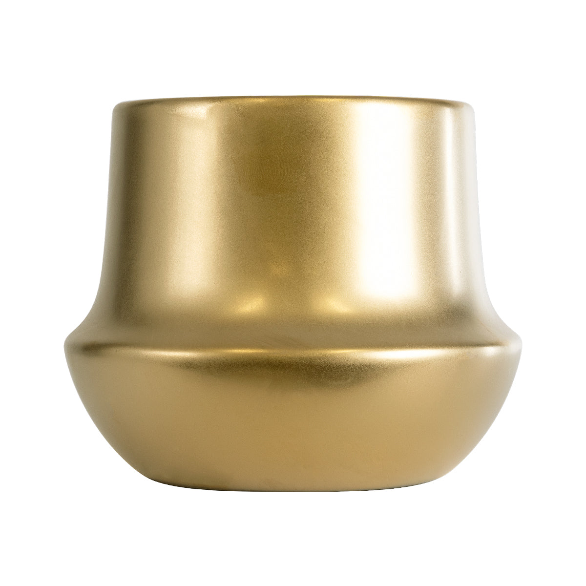 GloboStar® Artificial Garden KERKYRA 20547 Διακοσμητικό Κεραμικό Κασπώ Γλάστρα - Flower Pot Χρυσό Φ15 x Υ12.5cm - ledmania.gr