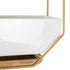 GloboStar® Artificial Garden MANDRITE 20556 Διακοσμητικό Κεραμικό Κασπώ Γλάστρα - Flower Pot Λευκό με Χρυσό Μεταλλικό Πλέγμα και Καφέ Ξύλινη Βάση Μ18 x Π10 x Υ18cm - ledmania.gr