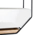 GloboStar® Artificial Garden BIANCO 20557 Διακοσμητικό Κεραμικό Κασπώ Γλάστρα - Flower Pot Λευκό με Μαύρο Μεταλλικό Πλέγμα και Καφέ Ξύλινη Βάση Μ18 x Π10 x Υ18cm - ledmania.gr