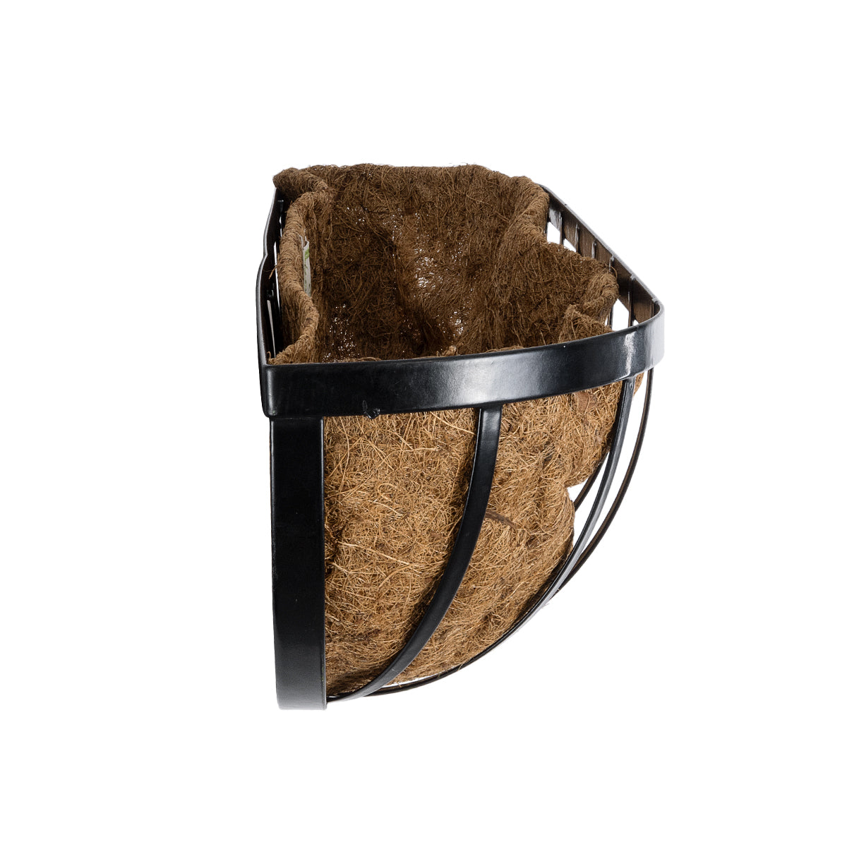 GloboStar® Artificial Garden SALAMINA 20561 Κρεμαστό Διακοσμητικό Κασπώ Γλάστρα - Flower Pot από Φλοιό Καρύδας Καφέ με Μαύρη Μεταλλική Βάση Μ76 x Π19 x Υ18cm - ledmania.gr