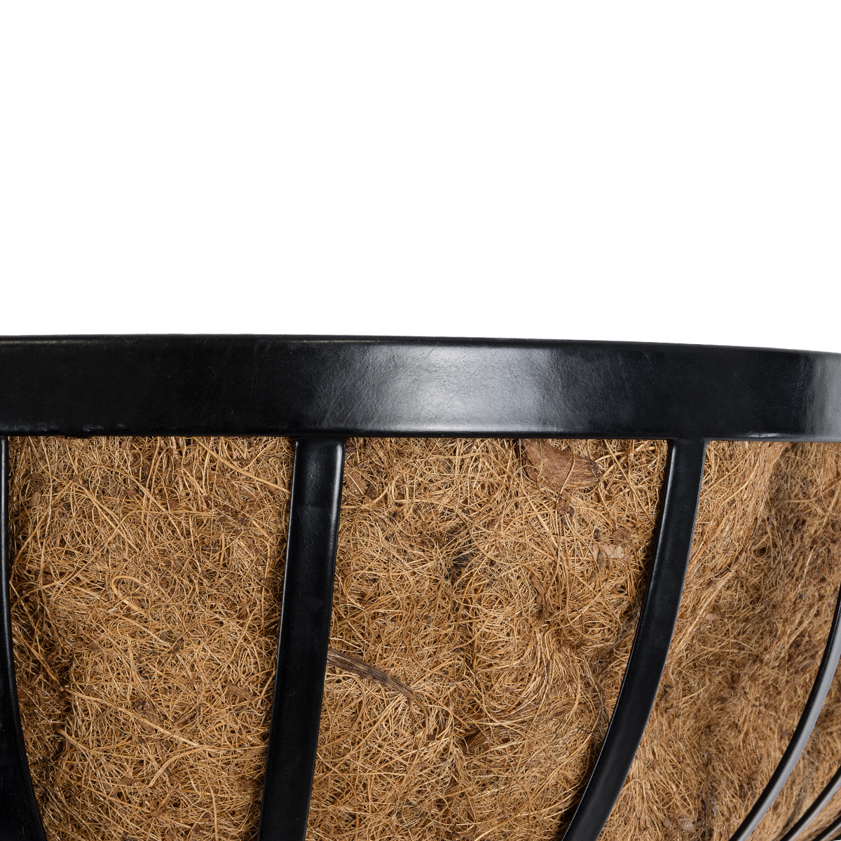 GloboStar® Artificial Garden SALAMINA 20561 Κρεμαστό Διακοσμητικό Κασπώ Γλάστρα - Flower Pot από Φλοιό Καρύδας Καφέ με Μαύρη Μεταλλική Βάση Μ76 x Π19 x Υ18cm - ledmania.gr