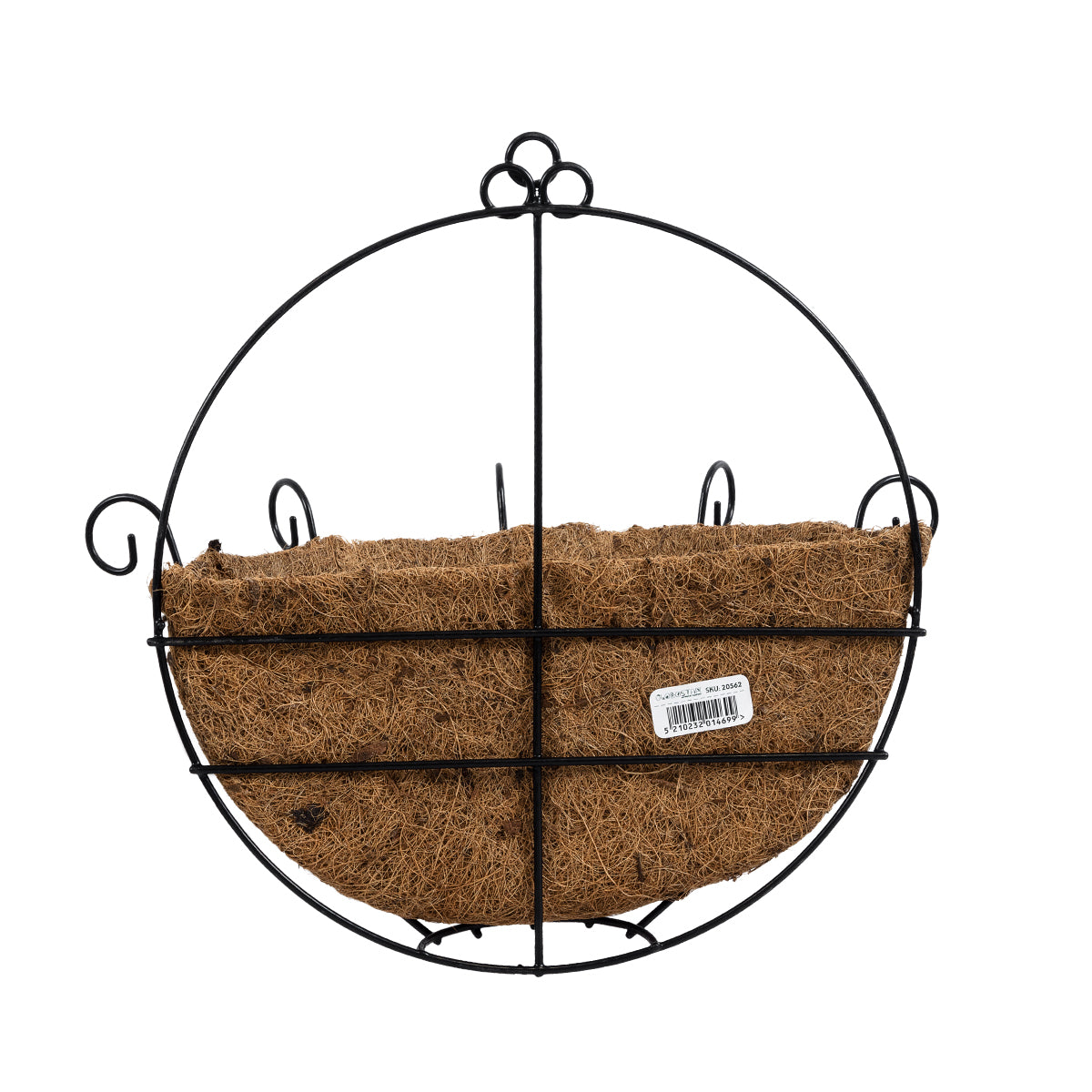 GloboStar® Artificial Garden KOUFONISIA 20562 Κρεμαστό Διακοσμητικό Κασπώ Γλάστρα - Flower Pot από Φλοιό Καρύδας Καφέ με Μαύρη Μεταλλική Βάση Φ30 x Υ33cm - ledmania.gr