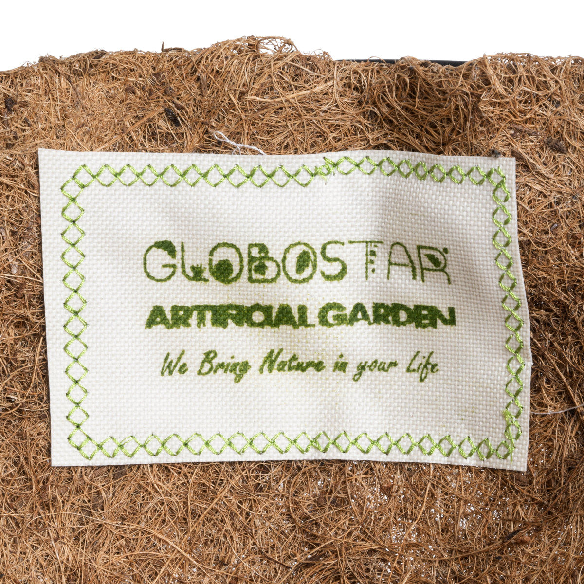 GloboStar® Artificial Garden KARYSTOS 20563 Κρεμαστό Διακοσμητικό Κασπώ Γλάστρα - Flower Pot από Φλοιό Καρύδας Καφέ με Μαύρη Μεταλλική Βάση Φ30 x Υ15cm - ledmania.gr