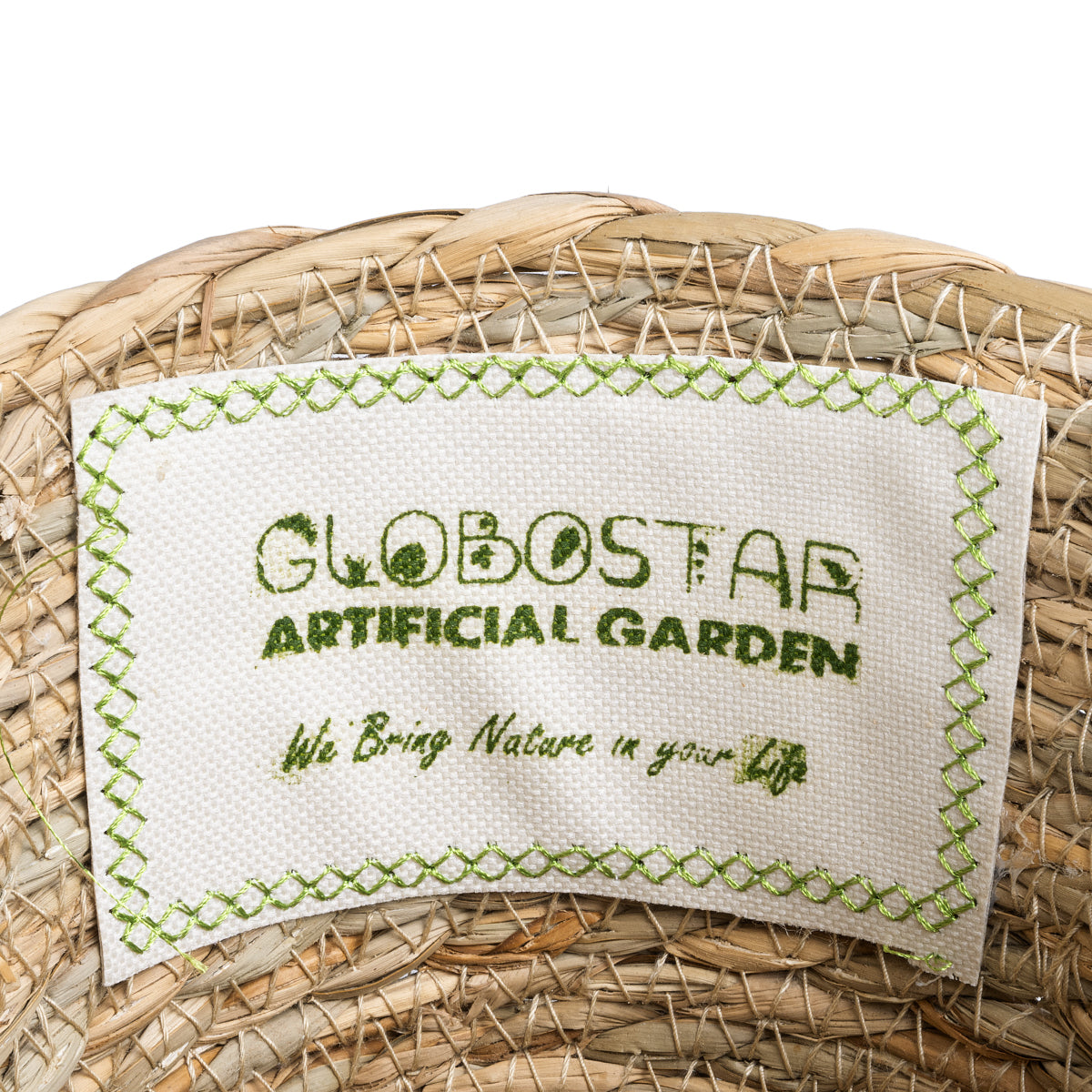 GloboStar® Artificial Garden SANTORINI 20572 Διακοσμητικό Πλεκτό Κασπώ Γλάστρα - Flower Pot Μπεζ με Λευκό Φ17 x Υ16cm - ledmania.gr
