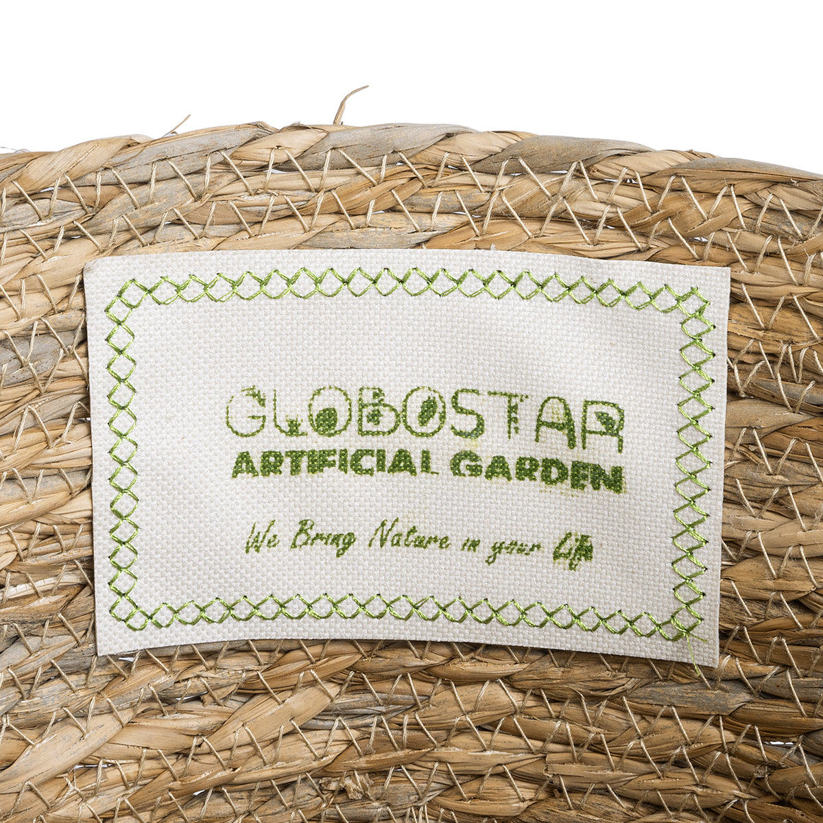 GloboStar® Artificial Garden SANTORINI 20573 Διακοσμητικό Πλεκτό Κασπώ Γλάστρα - Flower Pot Μπεζ με Λευκό Φ26 x Υ28cm - ledmania.gr