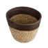 GloboStar® Artificial Garden LEFKADA 20574 Διακοσμητικό Πλεκτό Κασπώ Γλάστρα - Flower Pot Μπεζ με Καφέ Φ18 x Υ15cm - ledmania.gr