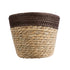 GloboStar® Artificial Garden LEFKADA 20574 Διακοσμητικό Πλεκτό Κασπώ Γλάστρα - Flower Pot Μπεζ με Καφέ Φ18 x Υ15cm - ledmania.gr