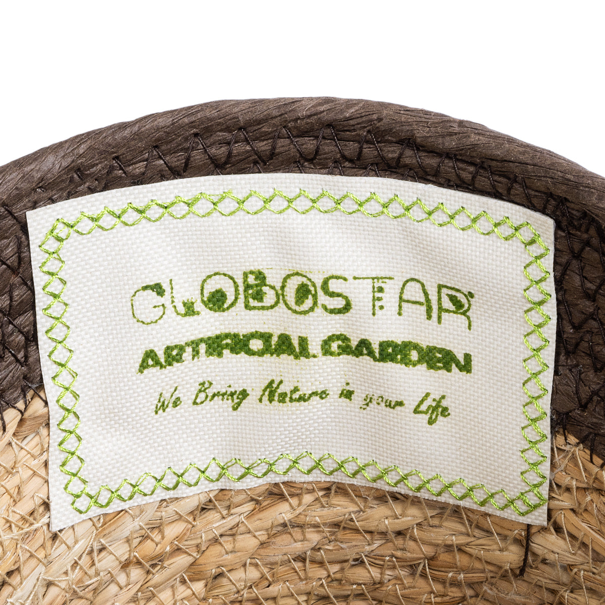 GloboStar® Artificial Garden LEFKADA 20574 Διακοσμητικό Πλεκτό Κασπώ Γλάστρα - Flower Pot Μπεζ με Καφέ Φ18 x Υ15cm - ledmania.gr