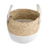 GloboStar® Artificial Garden NEVADA 20577 Διακοσμητικό Πλεκτό Κασπώ Γλάστρα - Flower Pot Μπεζ με Λευκό Φ33 x Υ28cm - ledmania.gr