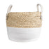 GloboStar® Artificial Garden NEVADA 20577 Διακοσμητικό Πλεκτό Κασπώ Γλάστρα - Flower Pot Μπεζ με Λευκό Φ33 x Υ28cm - ledmania.gr
