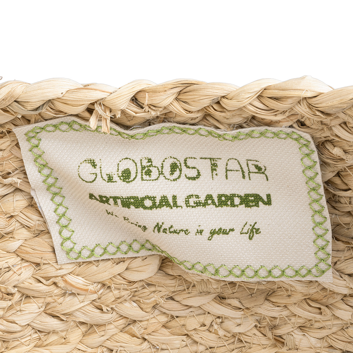 GloboStar® Artificial Garden NEVADA 20577 Διακοσμητικό Πλεκτό Κασπώ Γλάστρα - Flower Pot Μπεζ με Λευκό Φ33 x Υ28cm - ledmania.gr