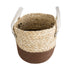 GloboStar® Artificial Garden CAROLINA 20578 Διακοσμητικό Πλεκτό Κασπώ Γλάστρα - Flower Pot Μπεζ με Καφέ και Λευκό Φ23 x Υ23cm - ledmania.gr