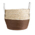 GloboStar® Artificial Garden CAROLINA 20580 Διακοσμητικό Πλεκτό Κασπώ Γλάστρα - Flower Pot Μπεζ με Καφέ και Λευκό Φ33 x Υ28cm - ledmania.gr