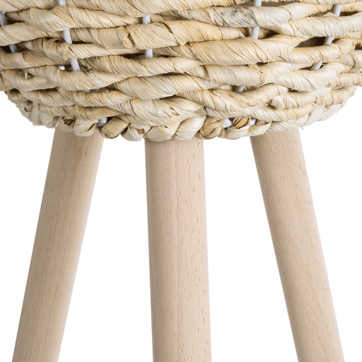 GloboStar® Artificial Garden LIMNOS 20582 Διακοσμητικό Πλεκτό Κασπώ Γλάστρα - Flower Pot Μπεζ με Μπεζ Ξύλο Φ26 x Υ66cm - ledmania.gr