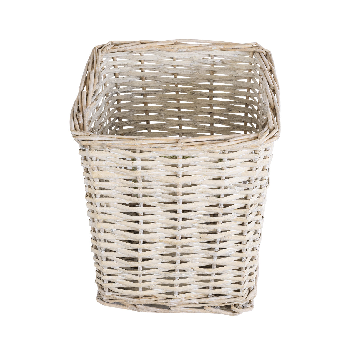 GloboStar® Artificial Garden KYOTO 20590 Διακοσμητικό Πλεκτό Καλάθι - Κασπώ Γλάστρα - Flower Pot Λευκό με Μπεζ Φ22 x Υ25cm - ledmania.gr