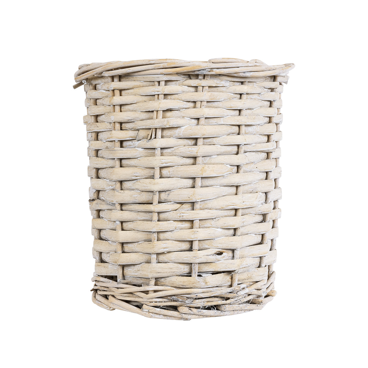 GloboStar® Artificial Garden DOMINGO 20591 Διακοσμητικό Πλεκτό Καλάθι - Κασπώ Γλάστρα - Flower Pot Λευκό με Μπεζ Φ16 x Υ18cm - ledmania.gr