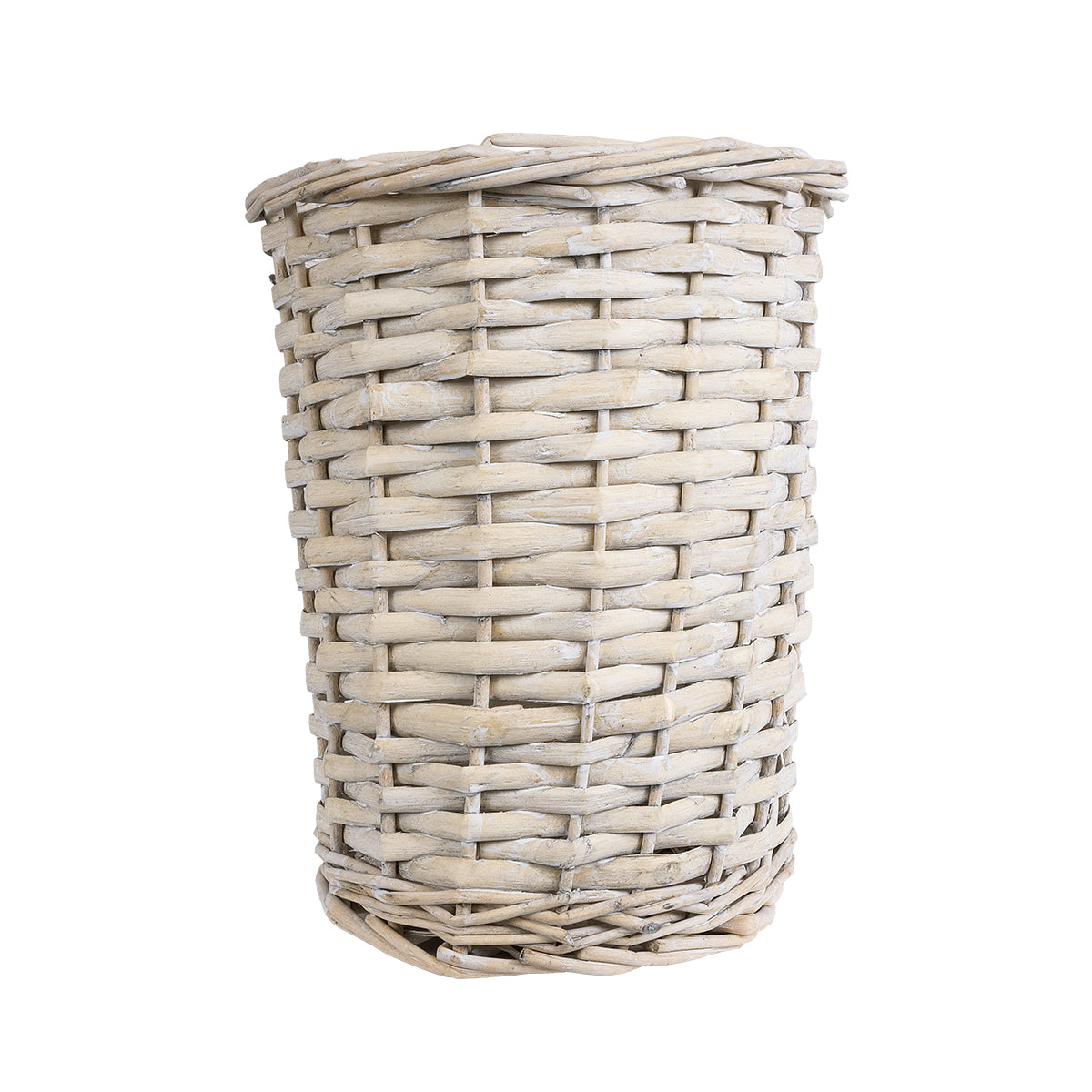 GloboStar® Artificial Garden DOMINGO 20592 Διακοσμητικό Πλεκτό Καλάθι - Κασπώ Γλάστρα - Flower Pot Λευκό με Μπεζ Φ19 x Υ24cm - ledmania.gr