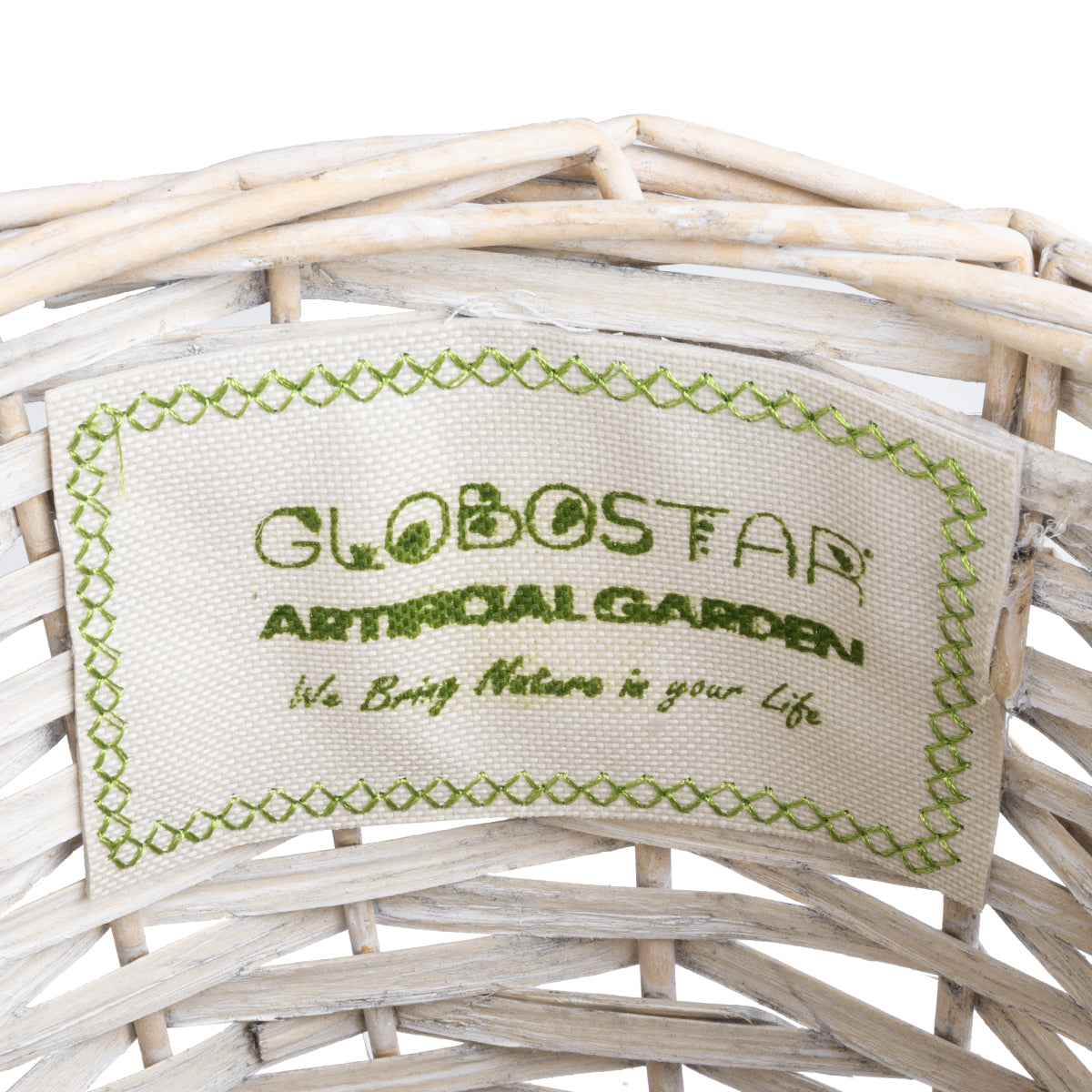 GloboStar® Artificial Garden DOMINGO 20592 Διακοσμητικό Πλεκτό Καλάθι - Κασπώ Γλάστρα - Flower Pot Λευκό με Μπεζ Φ19 x Υ24cm - ledmania.gr