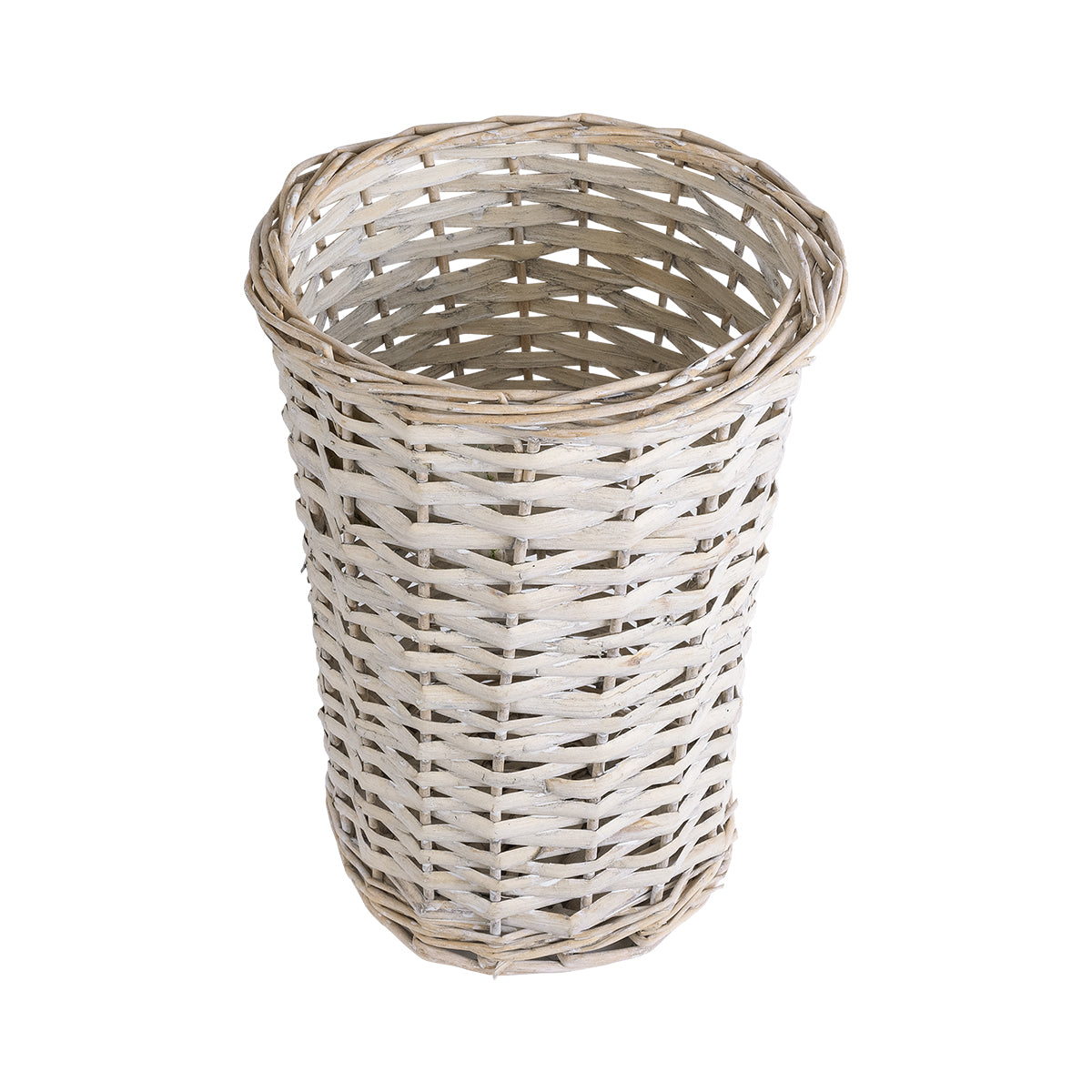 GloboStar® Artificial Garden DOMINGO 20593 Διακοσμητικό Πλεκτό Καλάθι - Κασπώ Γλάστρα - Flower Pot Λευκό με Μπεζ Φ21 x Υ30cm - ledmania.gr