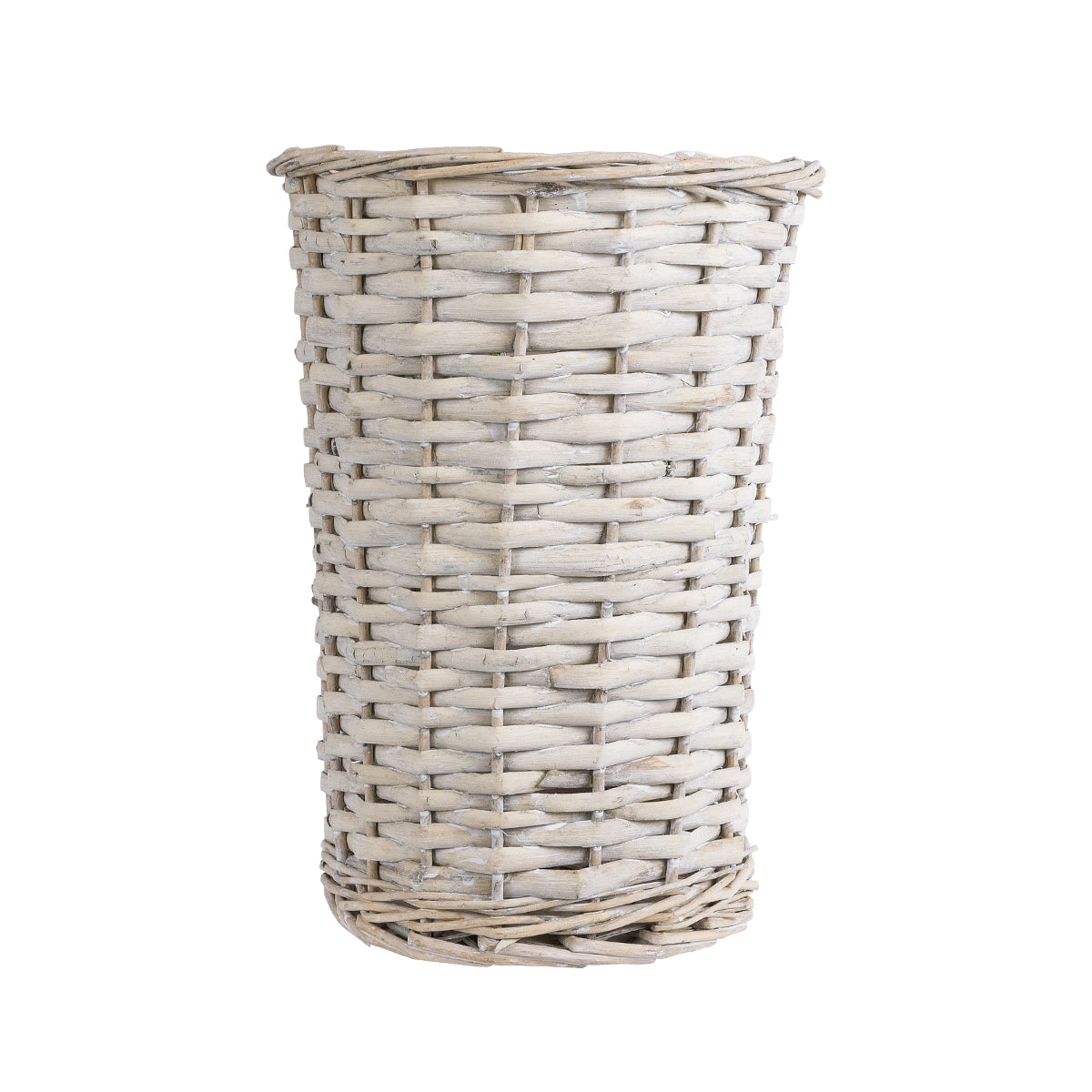 GloboStar® Artificial Garden DOMINGO 20593 Διακοσμητικό Πλεκτό Καλάθι - Κασπώ Γλάστρα - Flower Pot Λευκό με Μπεζ Φ21 x Υ30cm - ledmania.gr