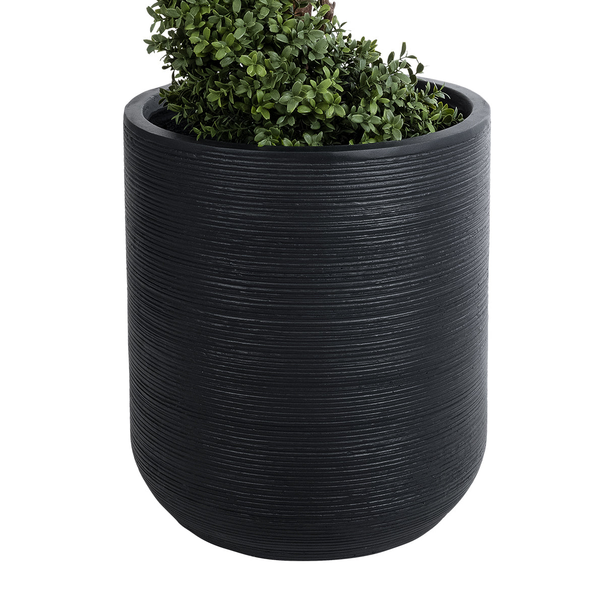 GloboStar® Artificial Garden DAMASCUS 20694 Διακοσμητικό Πολυεστερικό Τσιμεντένιο Κασπώ Γλάστρα - Flower Pot Μαύρο Φ45 x Υ45cm - ledmania.gr