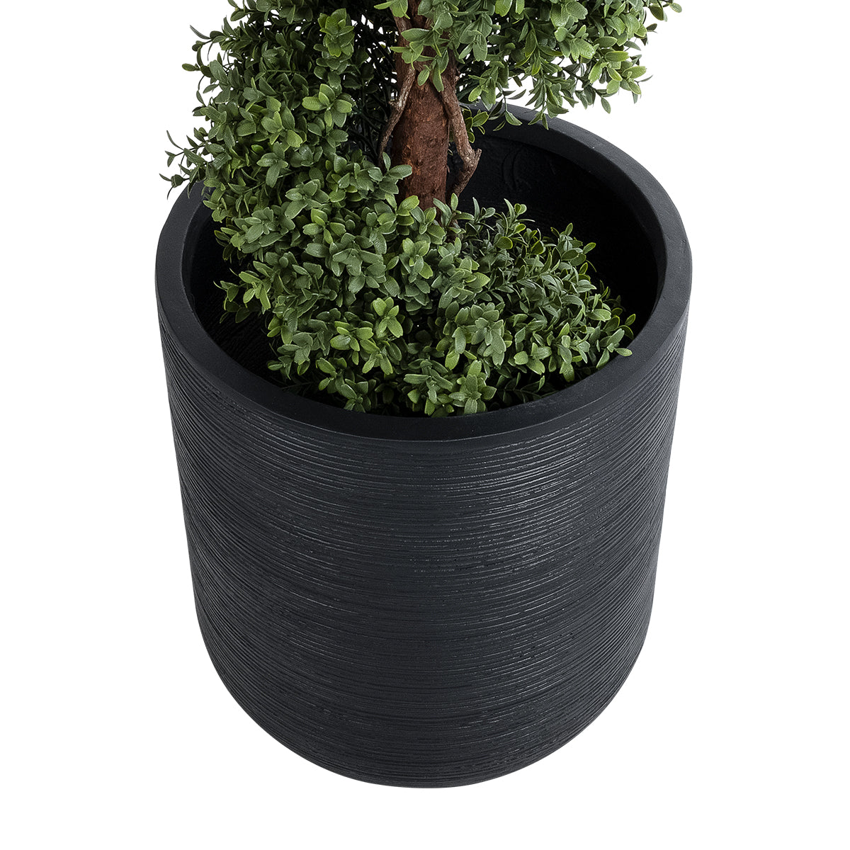 GloboStar® Artificial Garden DAMASCUS 20694 Διακοσμητικό Πολυεστερικό Τσιμεντένιο Κασπώ Γλάστρα - Flower Pot Μαύρο Φ45 x Υ45cm - ledmania.gr