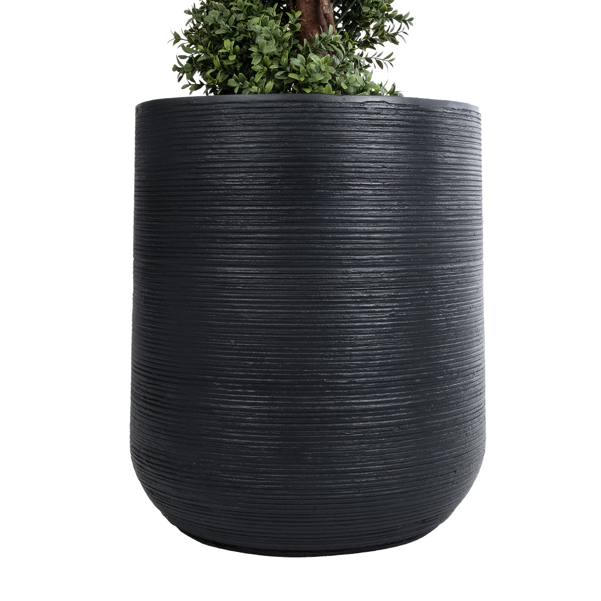 GloboStar® Artificial Garden DAMASCUS 20694 Διακοσμητικό Πολυεστερικό Τσιμεντένιο Κασπώ Γλάστρα - Flower Pot Μαύρο Φ45 x Υ45cm - ledmania.gr