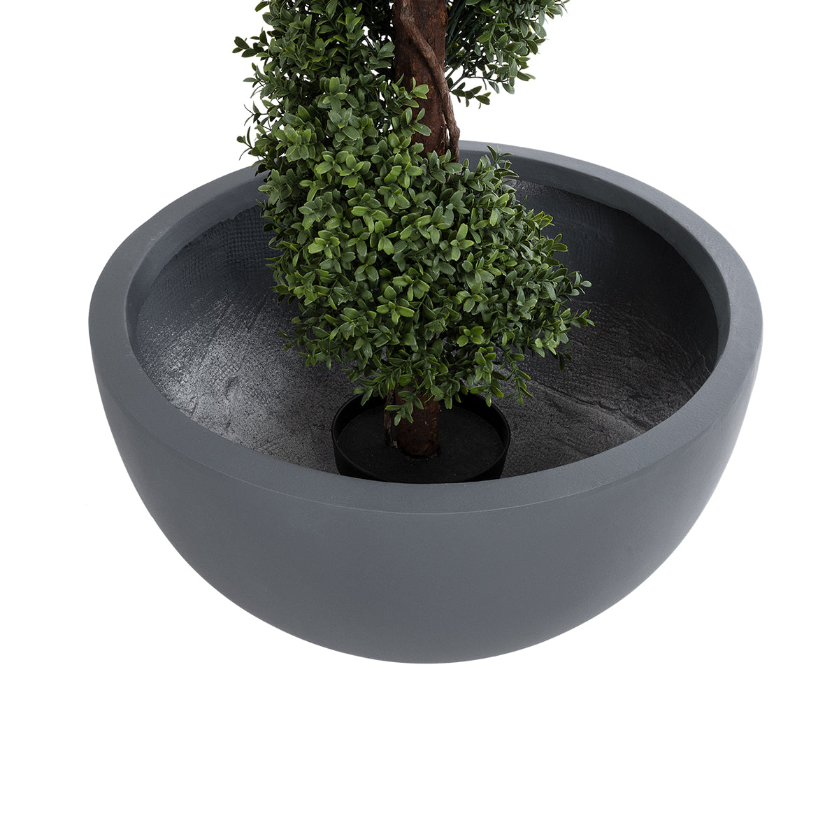 GloboStar® Artificial Garden BALTIMORE 20697 Διακοσμητικό Πολυεστερικό Τσιμεντένιο Κασπώ Γλάστρα - Flower Pot Γκρι Φ61 x Υ30cm - ledmania.gr