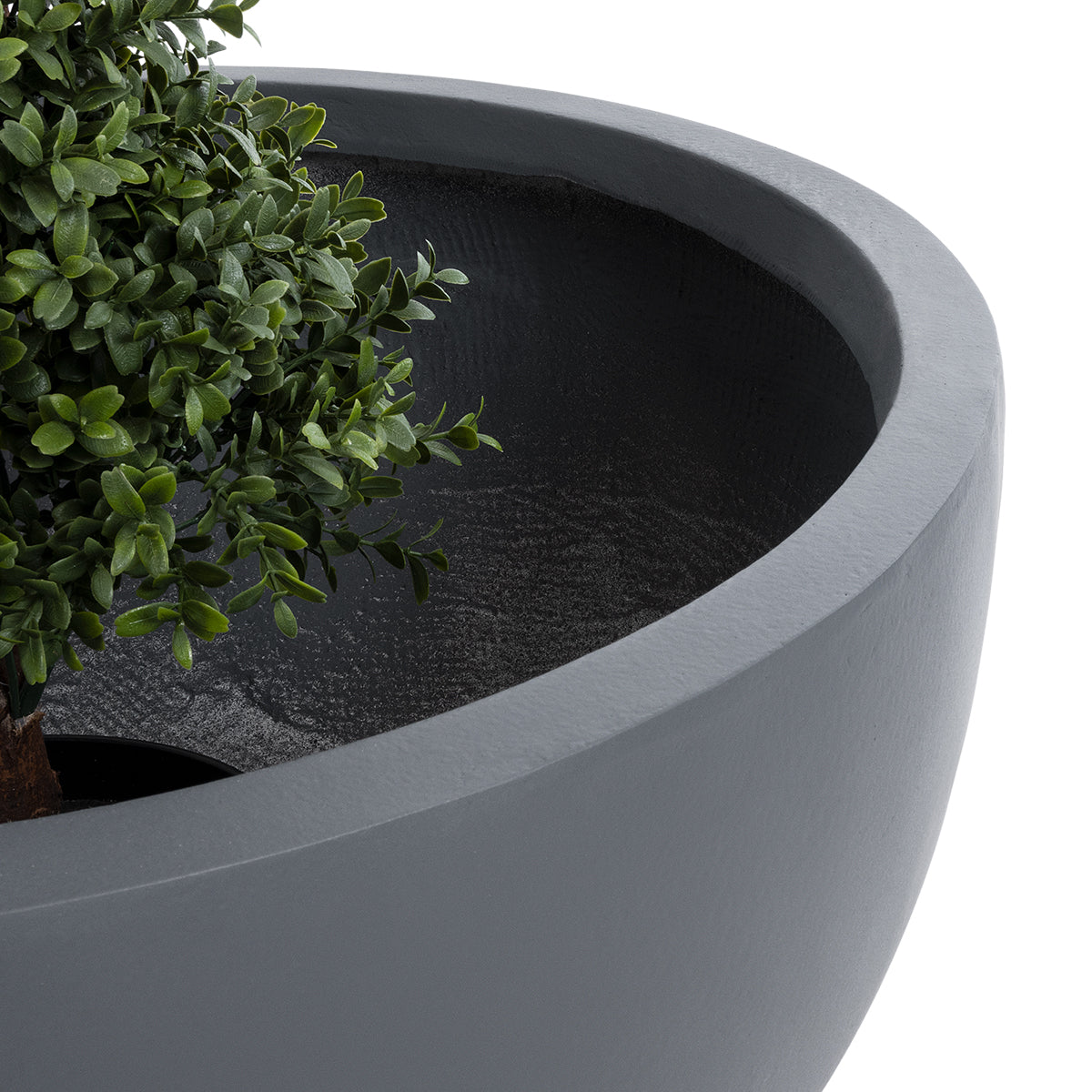 GloboStar® Artificial Garden BALTIMORE 20697 Διακοσμητικό Πολυεστερικό Τσιμεντένιο Κασπώ Γλάστρα - Flower Pot Γκρι Φ61 x Υ30cm - ledmania.gr