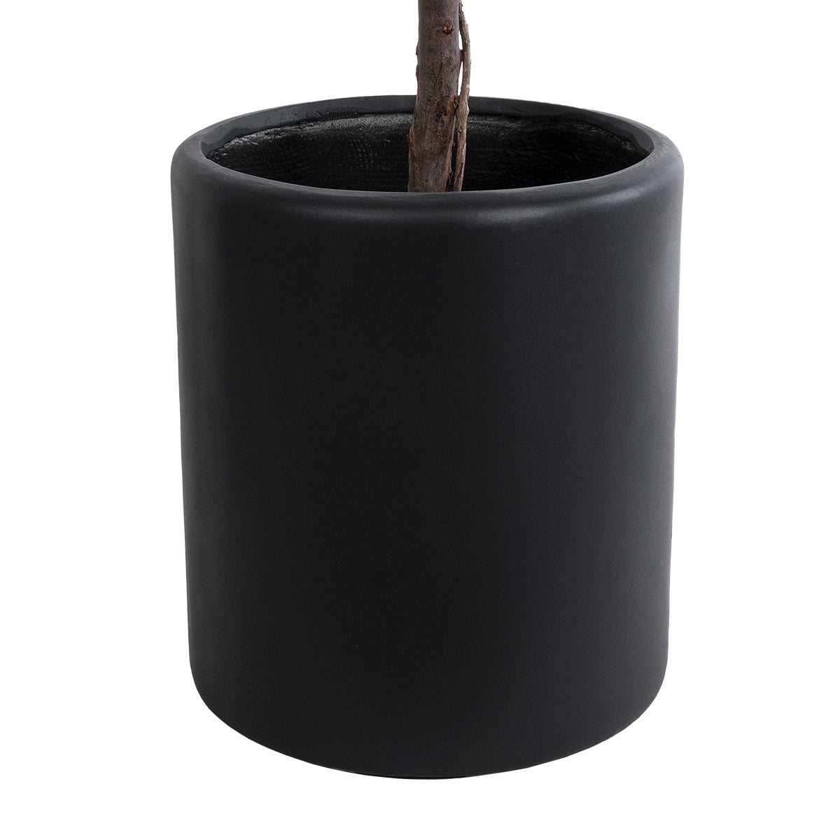 GloboStar® Artificial Garden PUEBLA 20698 Διακοσμητικό Πολυεστερικό Τσιμεντένιο Κασπώ Γλάστρα - Flower Pot Μαύρο Φ41 x Υ46cm - ledmania.gr