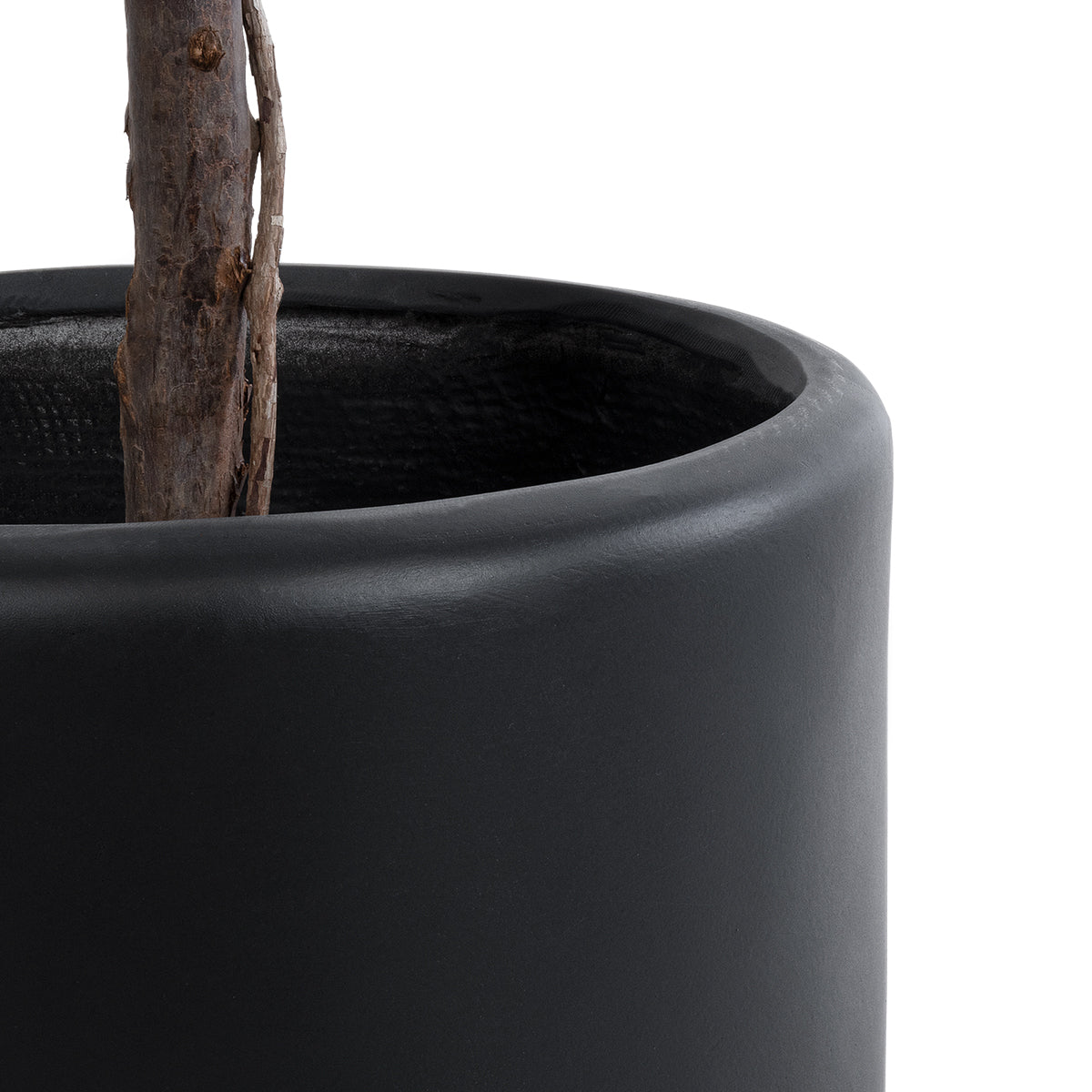 GloboStar® Artificial Garden PUEBLA 20698 Διακοσμητικό Πολυεστερικό Τσιμεντένιο Κασπώ Γλάστρα - Flower Pot Μαύρο Φ41 x Υ46cm - ledmania.gr