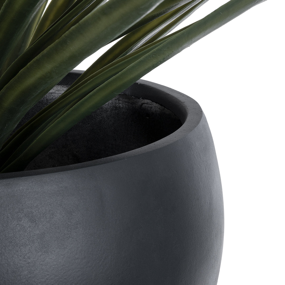 GloboStar® Artificial Garden VITORIA 20700 Διακοσμητικό Πολυεστερικό Τσιμεντένιο Κασπώ Γλάστρα - Flower Pot Μαύρο Φ45 x Υ33cm - ledmania.gr