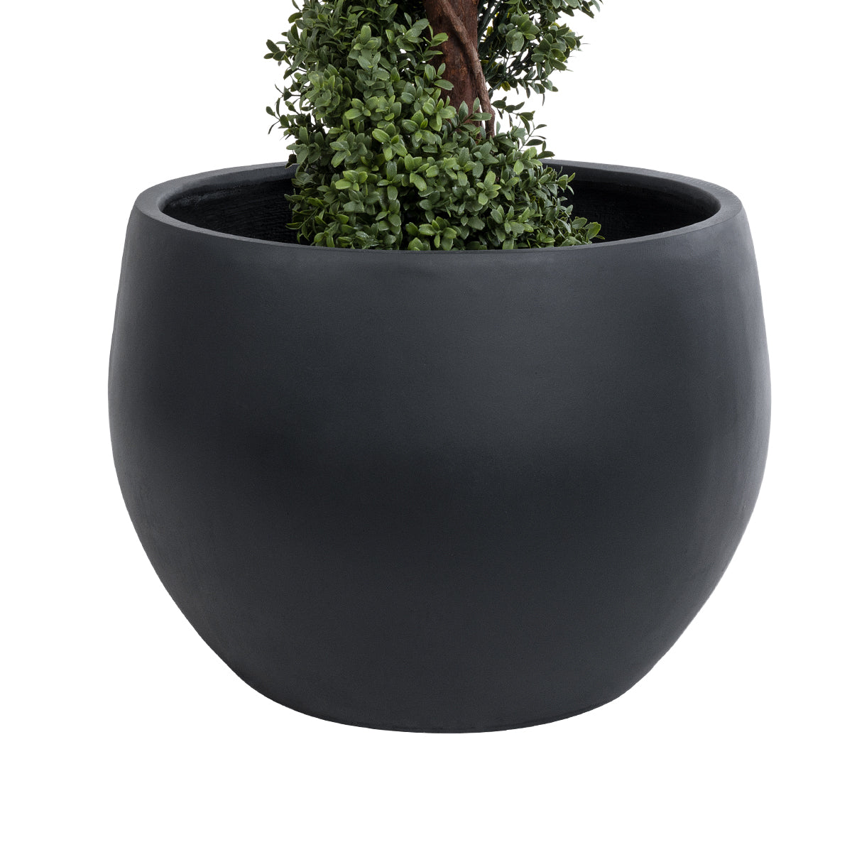 GloboStar® Artificial Garden VITORIA 20701 Διακοσμητικό Πολυεστερικό Τσιμεντένιο Κασπώ Γλάστρα - Flower Pot Μαύρο Φ55 x Υ40cm - ledmania.gr