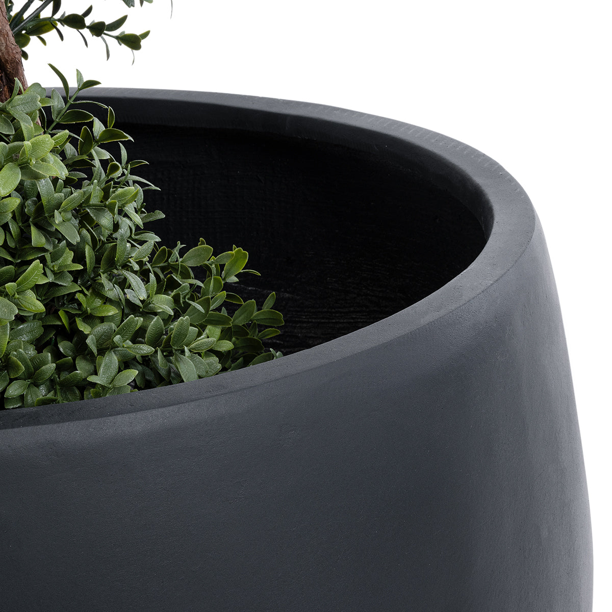 GloboStar® Artificial Garden VITORIA 20701 Διακοσμητικό Πολυεστερικό Τσιμεντένιο Κασπώ Γλάστρα - Flower Pot Μαύρο Φ55 x Υ40cm - ledmania.gr