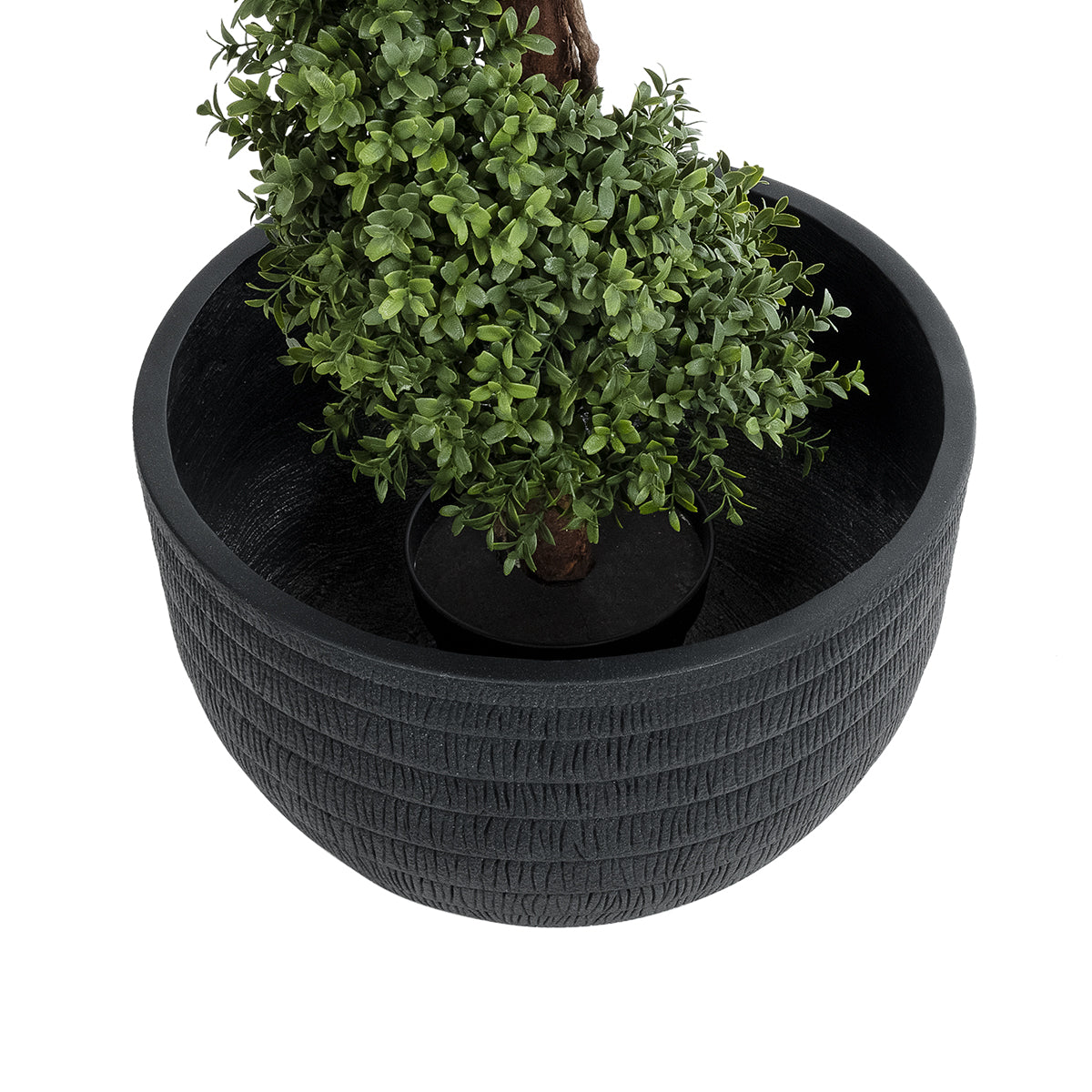 GloboStar® Artificial Garden VEGAS 20702 Διακοσμητικό Πολυεστερικό Τσιμεντένιο Κασπώ Γλάστρα - Flower Pot Μαύρο Φ45 x Υ28cm - ledmania.gr